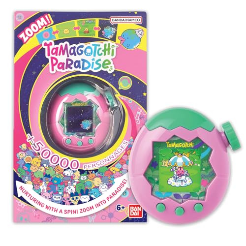 TAMAGOTCHI Bandai, Land Paradise Mascota Virtual, Rosa 43421, Juguete Electrónico, Optimo para Niños Mayores de 6 Años Haz Zoom hacia el paraíso para cuidar de tu Mascota electrónica