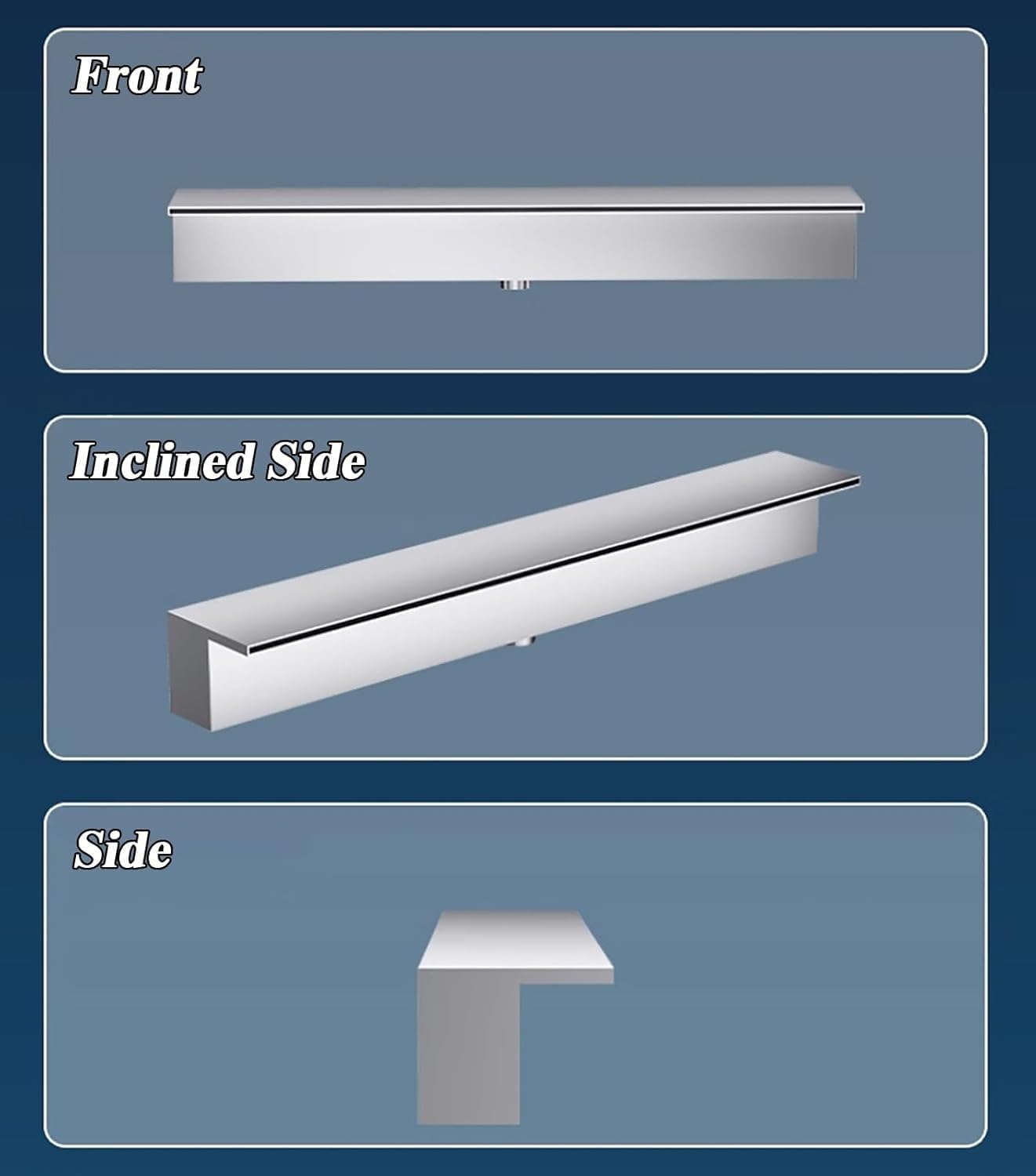 Custom 12 Silver Pool Waterfall Spillway Fountain - 72 to 12 Garden Water Feature with Embedded Mount & Spray Accessories for Stunning Outdoor Décor