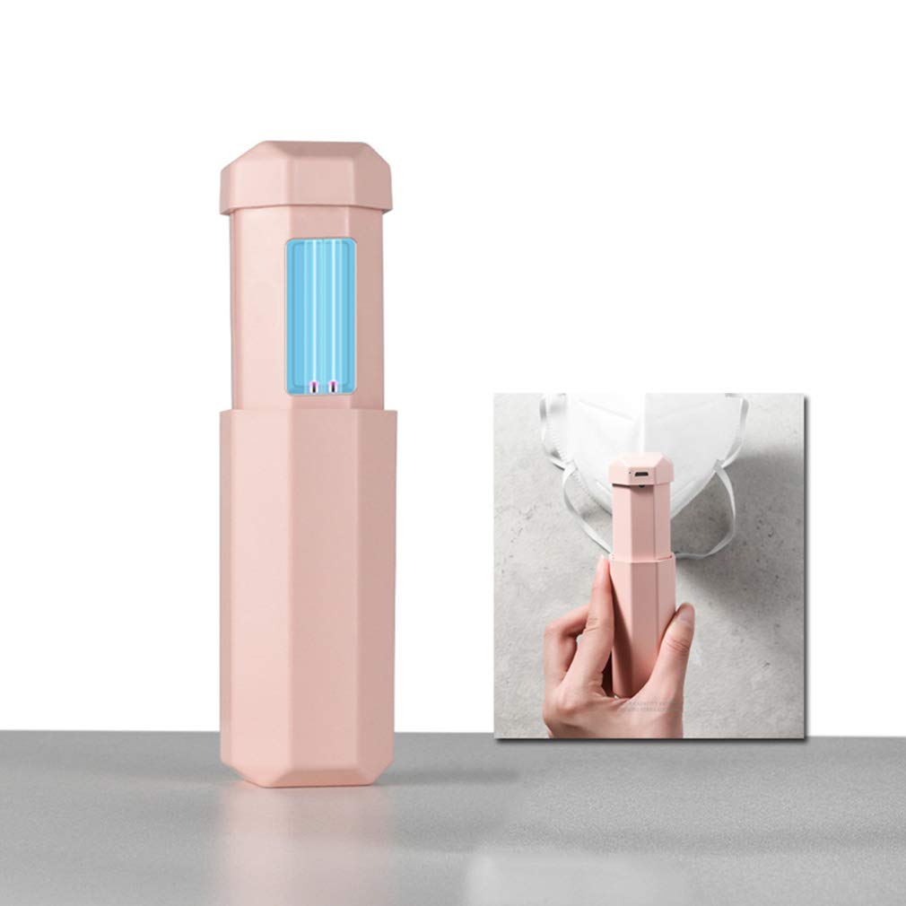 TIM-LI Ręczna lampa do dezynfekcji UV, Mini USB Ładowalne światła do sterylizacji ozonem, do podróży/domu/szafki/toalety/zwierząt domowych, różowa