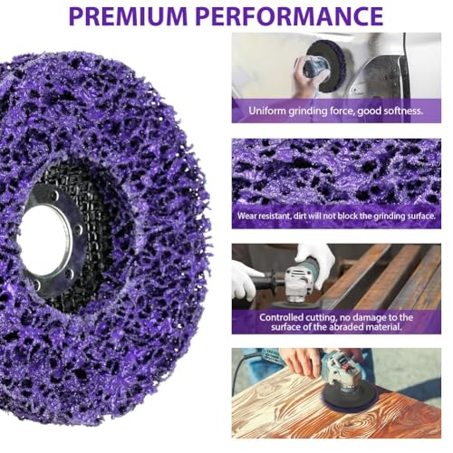 Adiwo CSD Scheibe Schleifscheibe, 6 Stück Ø 125mm Reinigungsscheibe Set Grobschleifscheibe Lila Grobreinigungsscheibe für Winkelschleifer für Oberfläc Henbearbeitung Polieren Rostentfernung