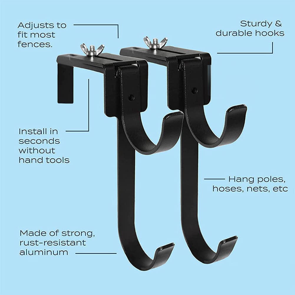 4 Verstellbare Pool-Stangenaufhänger Aus Aluminium – Für Zäune 1,8–11,2 Cm, Schwarz, Mit Schrauben
