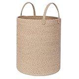 MEGASKET Large Woven Laundry Basket, 15"x18" Tall Blanket Storage for Living Room, Cute Nursery Kids Baby Laundry Hamper, Wicker Hamper for Bedroom Aesthetic, Cotton Rope Dirty Clothes Decor Basket