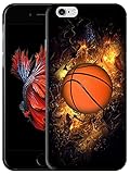 Glisten - Funda para iPhone 6, iPhone 6s - Diseño de baloncesto en fuego impreso, lindo, delgado y elegante plástico duro a presión en la parte trasera protectora para iPhone 6 / iPhone 6s