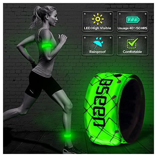 BSEEN LED Lighted Armband for Running - 2nd Generation Heat Seal LED Slap Bracelet, Light Up Event Sport Wristband (Green-Design I)