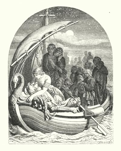 Images peintures Morte d'arthur Daniel Maclise poster décoration murale 60x90cm