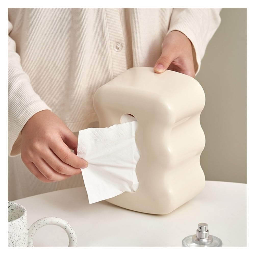 Taschentuchhalter Tisch-Taschentuchspender mit Druckknopf, Wohnzimmer-Dekoration, Serviettenhalter, Papierbox(White)