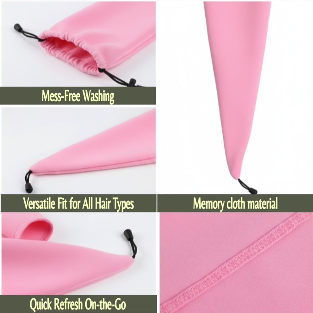 Waterproof Hair Sleeve for Women Long Hair & Locs | Reusable Crown Washing Shower Cap | Adjustable Crown Wash Cap for Braids Ponytail Travel Beach (Pink&Yellow)
