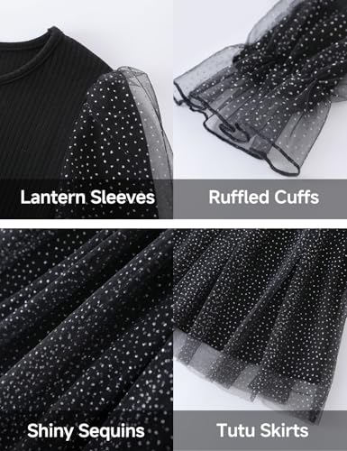 Toddler Girls Tutu Tulle Dress Little Girl Long Sleeves Christmas Sequin Dress4
