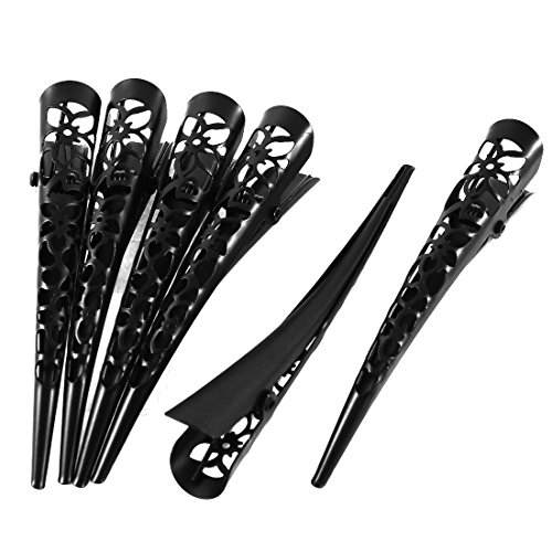 uxcell Single Spring Hollow Out Hair Clips Barrette Beak Duckbill 6 Pcs Black