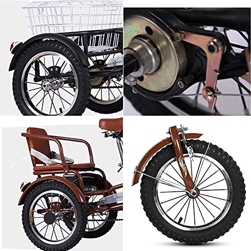 Triciclo para adultos de 3 ruedas, 14 pulgadas, tipo cruiser, con guardabarros delanteros y traseros, asiento trasero y canasto de carga trasero miniatura 5