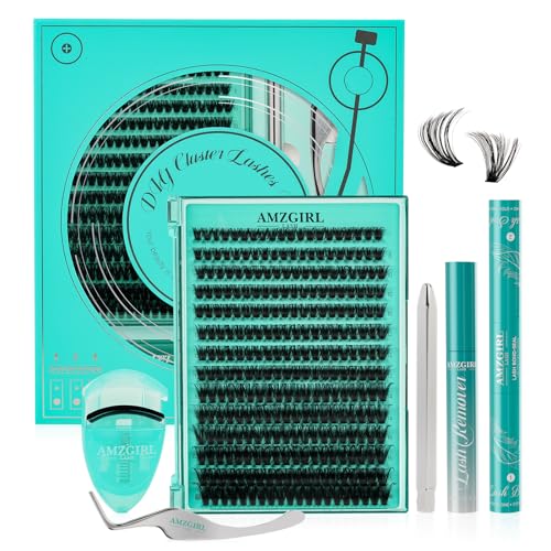 Kit d'Extension de Cils 280 Pièces, Kit de Cils Individuels DIY, Outil d'Application pour Faux Cils en Grappe, Colle et Scellant pour Cils, Dissolvant pour Extensions(Blues (80D), Kit D-Mix 8-16mm)