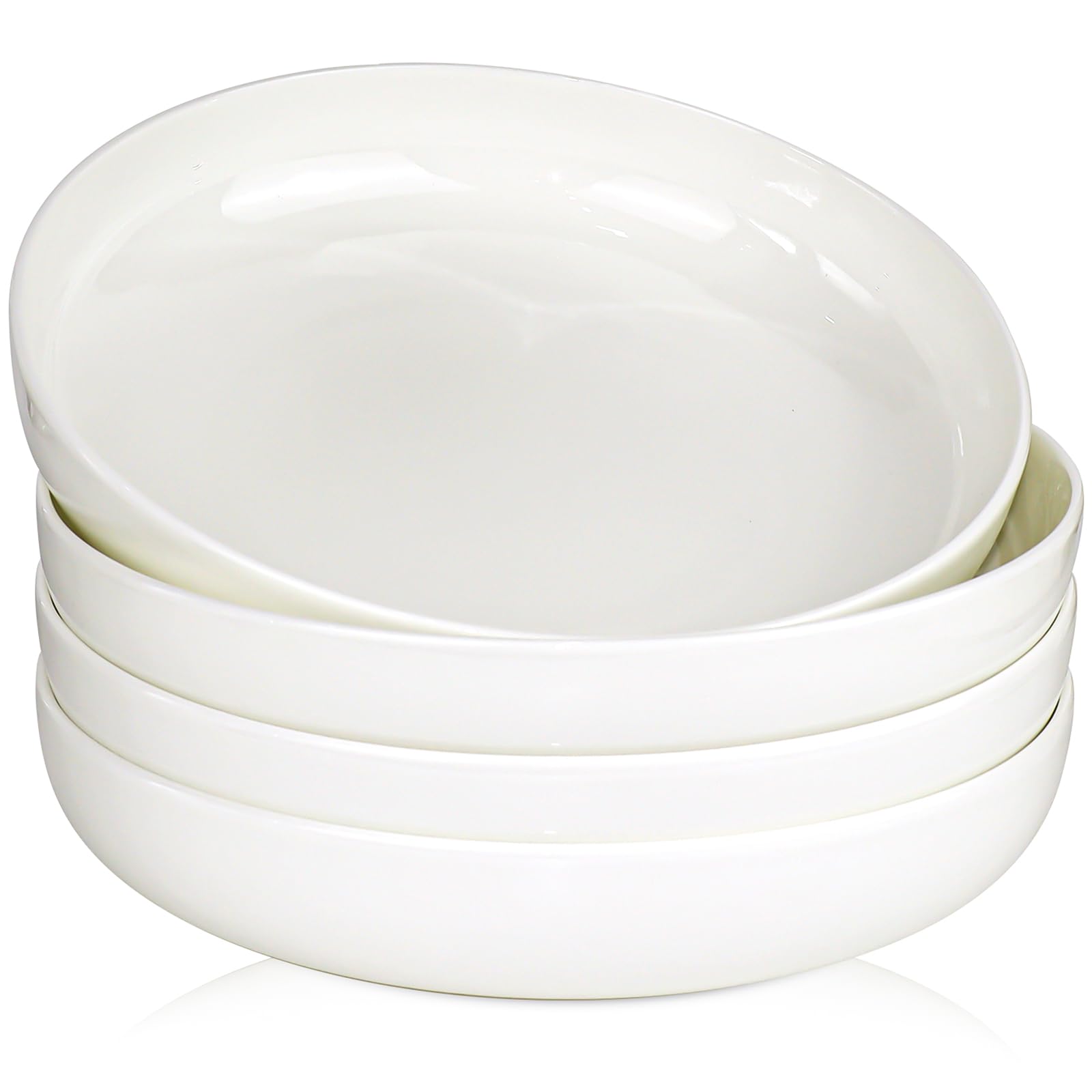 JTKDG 10" Pasta Bowls Set of 4, 56 oz/1600ml Large Salad Serving Bowls Porcelain White Ceramic Soup Bowls for Kitchen, Microwave & Dishwasher Safe
