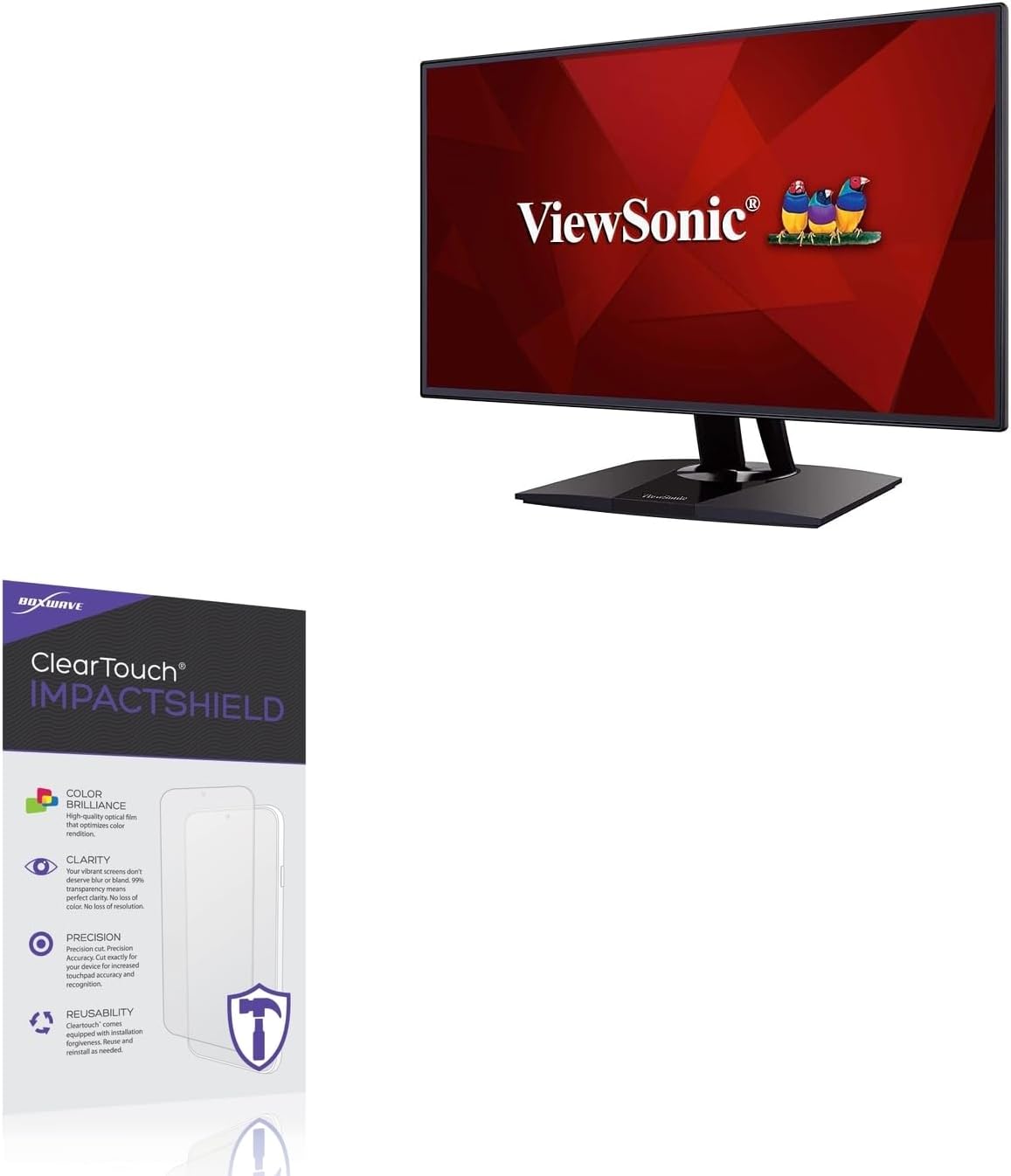 BoxWave Screen Protector Compatible With Viewsonic ColorPro VP2469 (24 in) - ClearTouch ImpactShield (2-Pack), Impenetrable Screen Protector Flexible Film