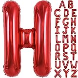 TONIFUL 40 Inch Large Bright Red Letter Balloons A-Z, Giant Jumbo Helium Foil Mylar Big Letter H Balloons for Birthday Party Anniversary Wedding Decorations