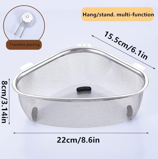 Miniatura 4 de KitchenFood - Colador para fregadero de basura de cocina, filtro triangular de tres soportes, colador de fregadero, colador multifunción de malla