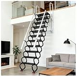 2.8m Escalier Pliant Mural Accordéon 11étapes pour Grenier (Noir, 2.6-2.8m)...