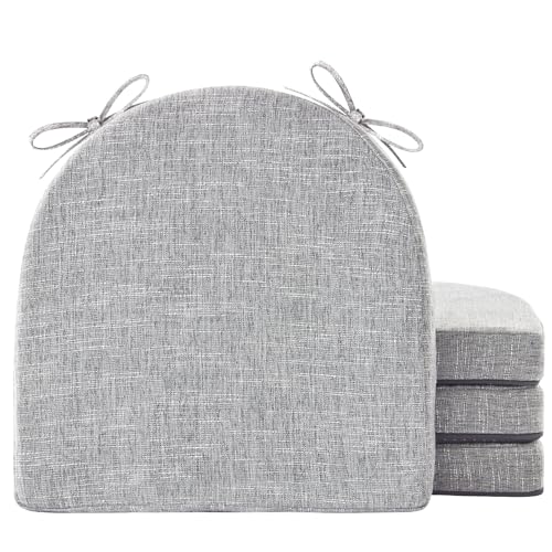 IPYNBAP Chair Cushions for Dining Chairs, Kitchen Chair Cushions, 16'' x 16'' x 2'', Non Slip Indoor Seat Cushions, Chair Pads for Dining Chairs with Ties & Removable Cover, Set of 4, Light Grey