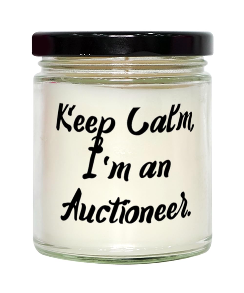 Appreciation Auctioneer Gifts, Keep Calm, I'm an Auctioneer, Appreciation Scent Candle for Friends, from Friends, Auctioneer Gifts for Men, Auctioneer Gifts for Women, Gifts for Auctioneers, Cool
