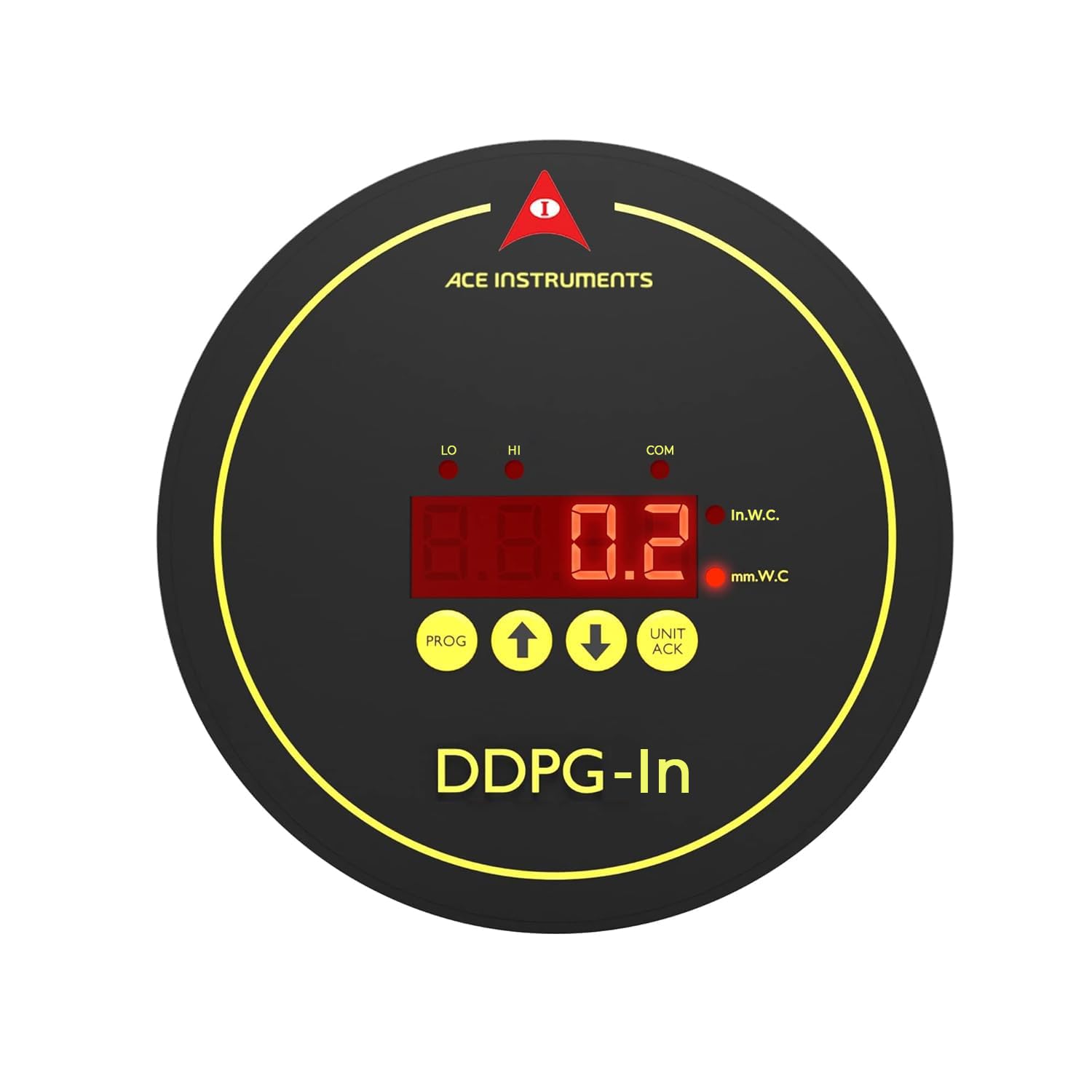 Manómetro digital de presión diferencial (Rango: 0–10 mm CA y 0–0,39 pulgadas CA) para salas blancas, hospitales, cabinas y unidades de seguridad. Modelo: AI-DDPG-In (4–20 mA & RS-485 Communication)