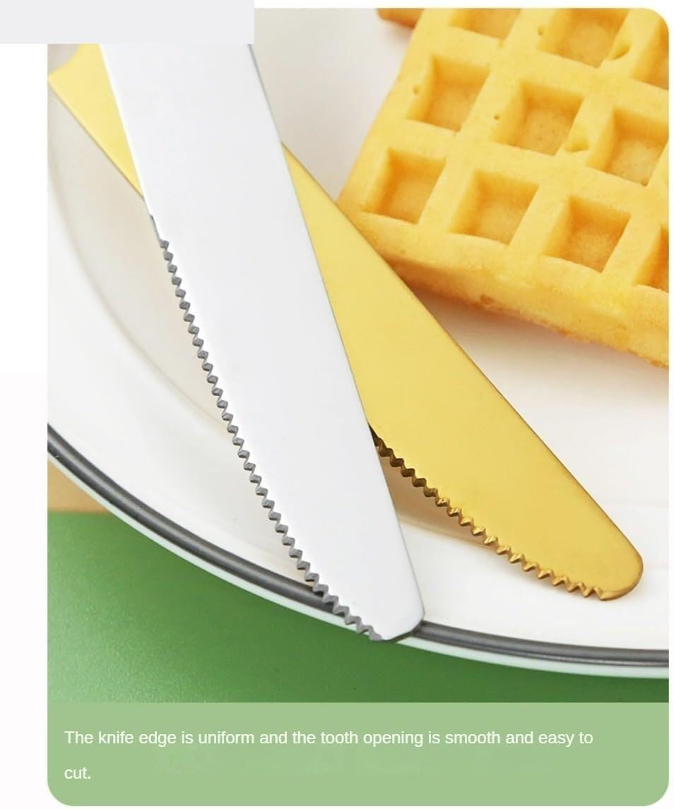 Juego de cubiertos de acero inoxidable con mango de bambú for cocina, vajilla de acero inoxidable, ideal for el hogar, restaurantes, banquetes, cuchillos, tenedores y cucharas (dorado, 16 piezas)(Silv
