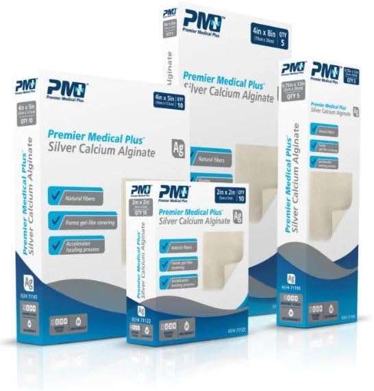 Premier Medical Silver Calcium Alginate Dressing, (4 in. x 8 in.) Box of 5