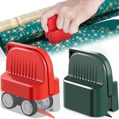 Kayxexc Christmas Wrapping Paper Cutter - 2 Pack, Straight & Neat Paper Roll Cutter For Gift