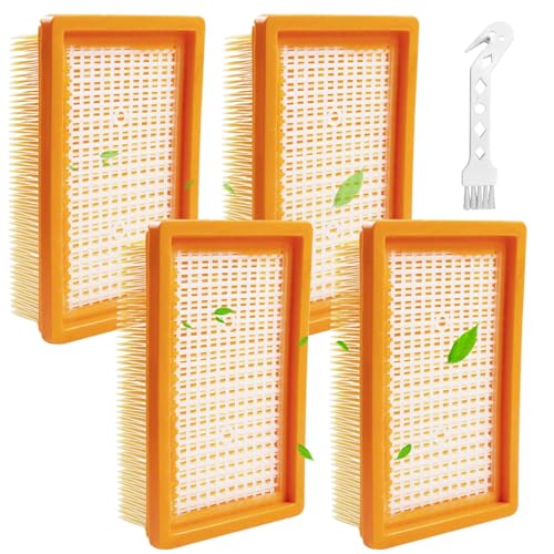 4 filtros planos para aspiradoras Kärcher WD4 WD5 WD6 MV4 MV5 MV6, accesorios para aspirador en seco y húmedo, incluye 1 cepillo de limpieza