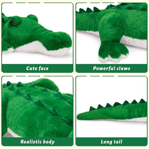 Image of MorisMos Giant Alligator Stuffed Animal, 67inch Huge Plush Crocodile Toy, Large Alligator Plush Pillow, Oversized Stuffed Alligator Plush Gift for Kids, Toddlers, Boys, Girls, Bedroom Decor, Green