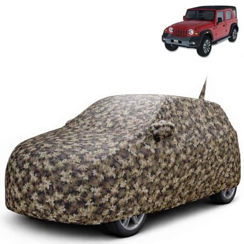Image of KINGSWAY JungleTech 100% Waterproof Car Cover Only with Mahindra Thar Roxx (Year 2024 Onwards - All Model) | Mirror and Antenna Pockets | Scratchproof | All Weather Car Body Cover