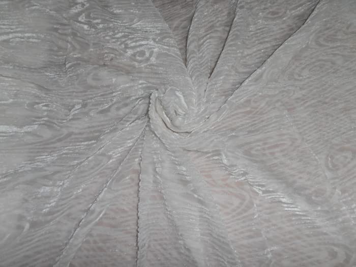 Tissu en velours dévoré blanc de haute couture pour créations élégantes au yard