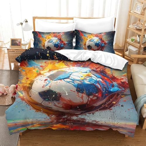 Parure de lit football en microfibre douce avec housse de couette zippée