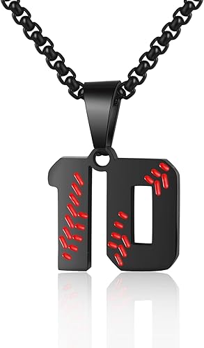Collar de béisbol de la suerte para niño, con número de camiseta del 00 al 99, cadena de acero inoxidable con dije de béisbol, regalo para hombre