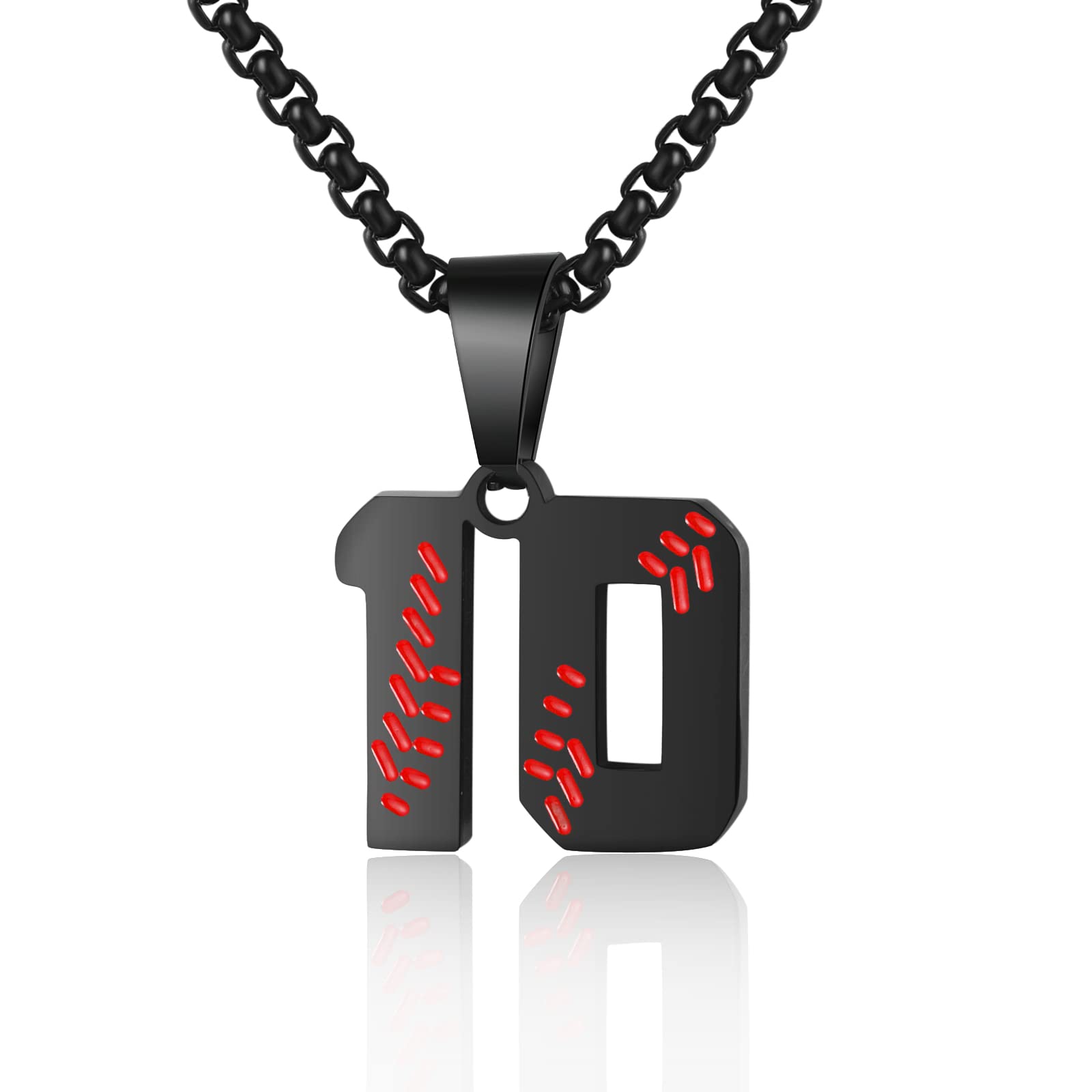 AIAINAGI Baseball Number Necklace - Stainless Steel Chain Pendant for Men Athletes 00-99 Jersey Number Gift