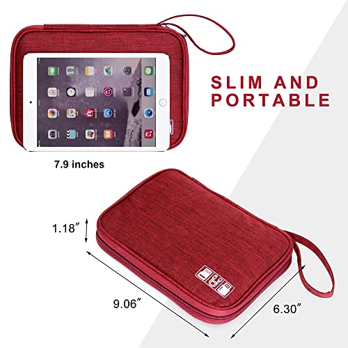 SELLYFELLY Travel Electronics Organizer Portable Cable Organizer Bag for Storage Electronic Accessories Case for Cord,Phone,Charger,Flash Drive (Wine Red) - Image 3