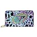 Produktbild JHGFG Psychedelic Images RFID-Blocking-Reißverschluss für Damen Brieftasche aus echtem Leder Langer Kartenhalter Organizer Wallets Große Reisetasche