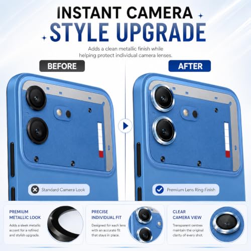 Image of FIRST MART Blue Camera Ring Guard Protector for Nothing Phone (4b) | Tempered Glass with Metal Alloy Rings, HD Clear, Scratch Resistant, Case-Friendly | Pack of 1