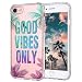 iPhone 7 Case, iPhone 8 Case, iPhone 7 Clear Case, MOSNOVO Good Vibes Only Tropical Leaves Quotes Clear Design Transparent Plastic Back Case Cover with TPU Bumper for iPhone 7 (2016) / iPhone 8 (2017)