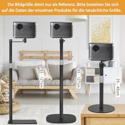 AKOZLIN Metall Projektorhalterung, 360° drehbare Projektorhalterung, höhenverstellbar, verdeckter L-förmiger Bodenständer (Sofa-Stand-Projector-N)