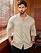 COOFANDY Mens Band Collar Dress Shirt Wrinkle Free Button Down Long Sleeve Shirts Khaki