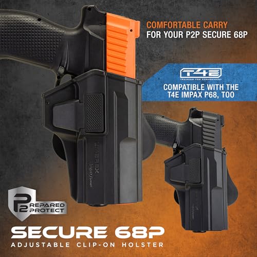 Image of P2P Secure 68P Paddle Holster (Right Hand) - OWB Carry Holster for CO2-Powered Less-Lethal Launcher
