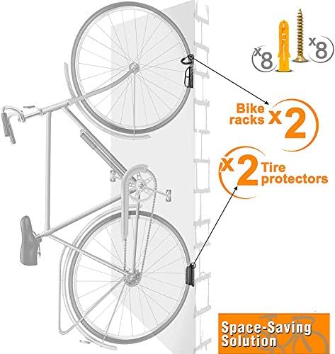 YOAZB Bicycle Wall Mount With Wall/Tyre Protectors Bicycle Storage Rack Garage Hanger Compact Bike Organizer Easy Installation Heavy Duty Vertical Bike Hook 2 Pcs