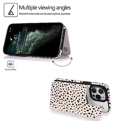 Ucolor Flip Leather Wallet Case Card Holder For Iphone 12 Pro Max 6.7" For Women And Girls With Card Holder Kickstand Design Compatible With Iphone 12 Pro Max 6.7 Inch (Almond Latte Polka Dot) #TOP4