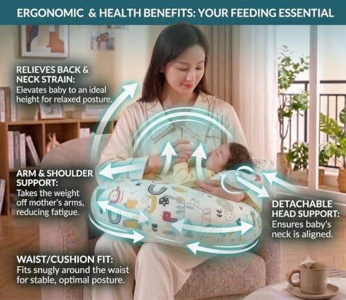 Image of Proliva Feeding Pillow for New Born Baby with Detachable Cover Breast Feeding & Maternity Nursing Pillow for Breastfeeding Support for Baby Feeding Pillow for Mom