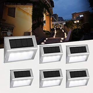 [6 PACK] Solar Deck Lights 4 LED Easternstar, Solar Step Lights Outdoor Waterproof Stainless Steel Wireless Illuminate for Stair Wall Patio Yard Path Fence Gate