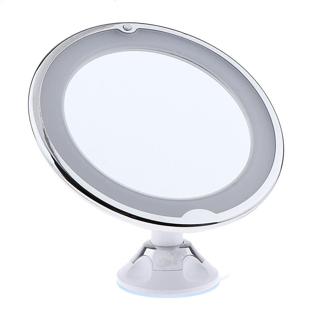 misppro Specchio da trucco illuminato con ingrandimento 7x, con ventosa, specchio da viaggio regolabile per piano di lavoro del bagno