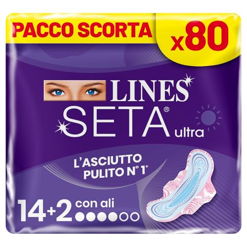 Lines Seta ASSORBENTI GIORNO LINES SETA ULTRA CON ALI - INCASTRO PERFETTO - PACCO SCORTA 80 PEZZI