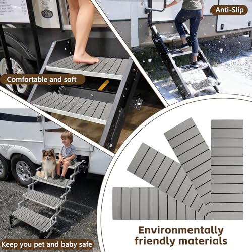 FormiPow RV Step Covers 4-Pack, 24 x 7.5 Inch EVA Foam Stair Treads, Waterproof Non-Slip Trimmable with Adhesive Backing, Stair Covers for Camper, Trailer, Motorhome