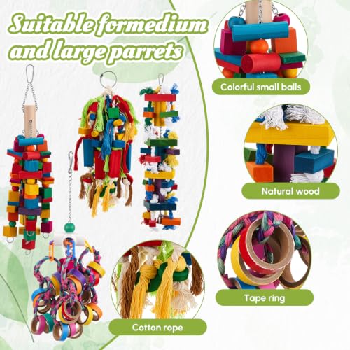 Image of Seenelling 4 Pcs Extra Large Bird Toys for Parrots, Mixed
