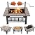 SINGLYFIRE 37 Inch Fire Pit Table with Grill for Outside Large Square Wood Burning firepit Heavy Duty Steel Bonfire Pit Cooking with Spark Screen Log Grate Poker for Backyard Garden Camping