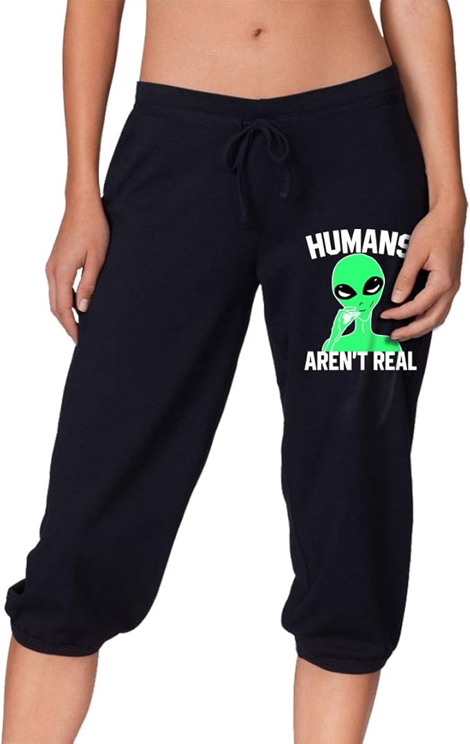 Humans Arent Real Women's Stretch Workout Knee Pants Capris